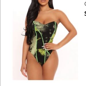 Black and green bodysuit